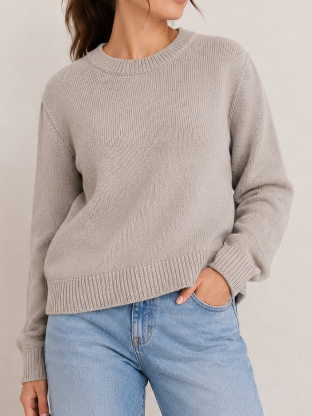 Philosophy Republic Clothing Women’s S/P Cotton Crewneck Sweater Beige